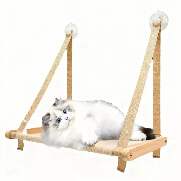 Cat Window Hammock with Strong Suction Cups - No Drilling Multi-Functional Cat Bed, Foldable Cat Tree for Indoor Cats Sunbathing, Playing & Resting, Space-Saving (Standard/Wide Size Optional)