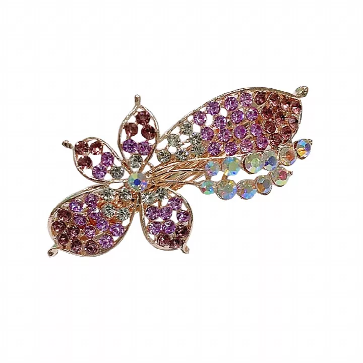 Korean Rhinestone Butterfly Hair Clip - Sparkly Crystal Hair Accessory for Women, Elegant Bling Hairpin