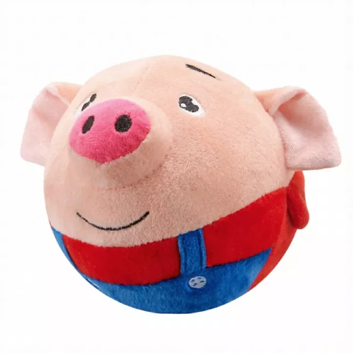 USB Rechargeable Bluetooth Jumping Pig Plush Toy, 999 Songs Singing Talking Recording Interactive Toy for Dogs, Washable Zipper Design