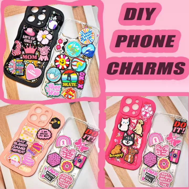 PVC Phone Stickers DIY Cute Charms, Customizable Patterns for Phone Case Decoration