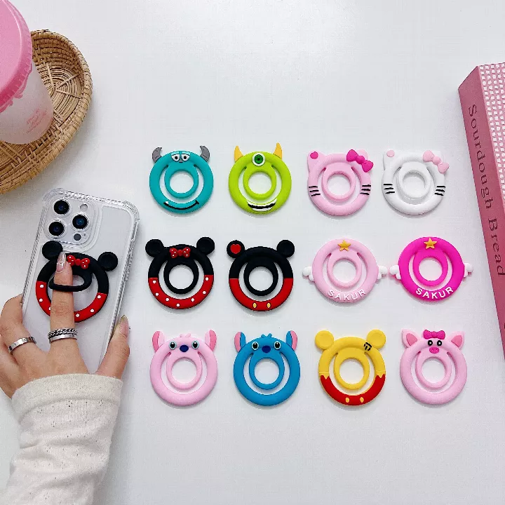 Cute Cartoon Magsafe Silicone Phone Ring Holder Magnetic Finger Grip for Phones