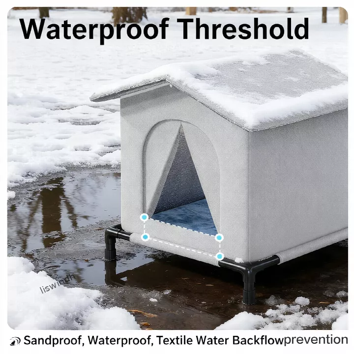 LiswindH Outdoor Cat House for Stray Cats - Elevated Metal Frame Waterproof Feral Cat Shelter, All-Season Insulated Cat Shelter for Outdoor Use