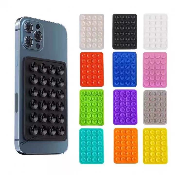 Silicone Phone Suction Pad, 3M Adhesive Phone Back Sticker Hands-Free Phone Mount for Bathroom Kitchen