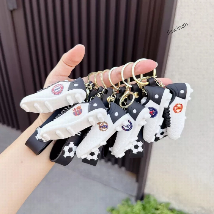 Football Team Logo Soccer Cleats Keychain - 3D PVC Shoe Charm Keyring for Soccer Fans, Multiple Club Designs Available