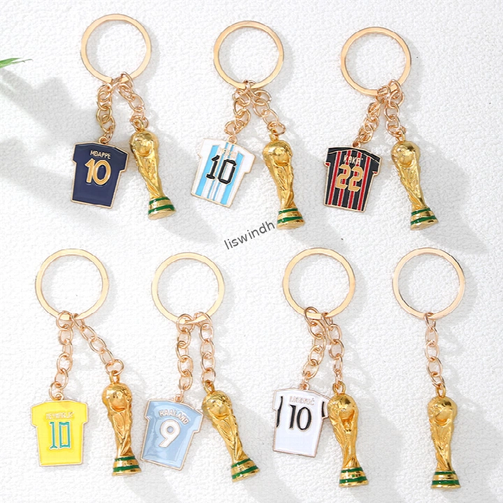 2026 FIFA World Cup Commemorative Keychain - Mini Jersey & Trophy Charm for Messi Mbappe Haaland Fans