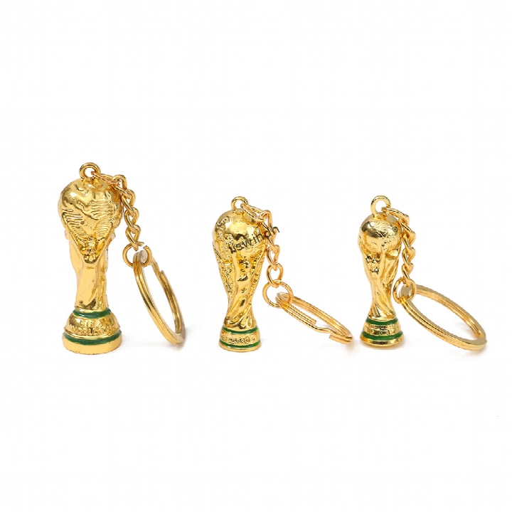 2026 FIFA World Cup Trophy Keychain - 3 Sizes 42/43/55mm Mini Gold World Cup Replica Keyring, Ready to Ship Souvenir for Fans